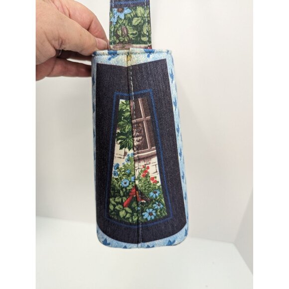 Cat Watching Birds Hard Body Single Handle Purse Bag Beaded with Feet - Picture 3 of 8